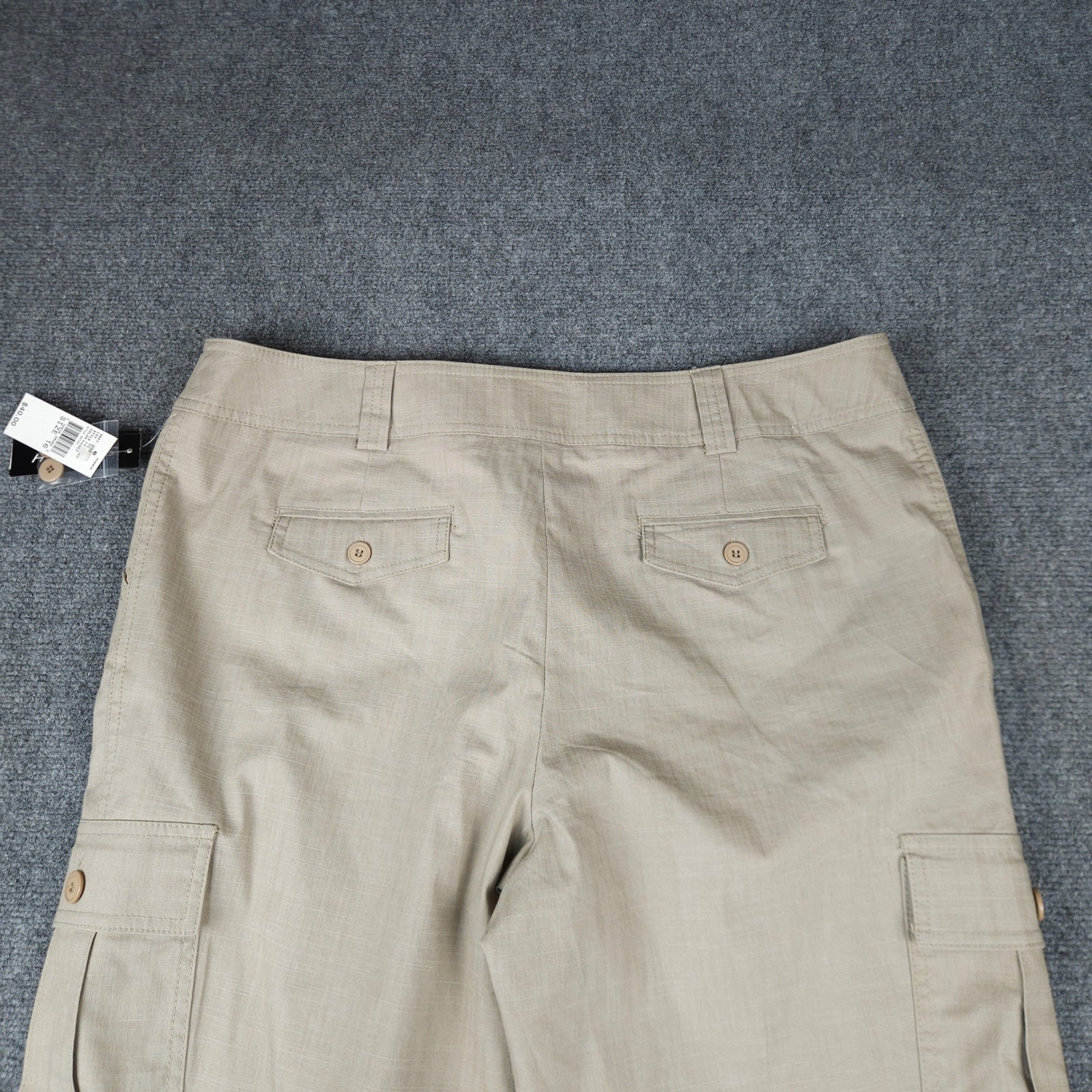 Ab Studio Khaki Cargo Capri Pants Womens 16 Stretch Cotton Crop Trousers 0410w65 — image 8 of 8